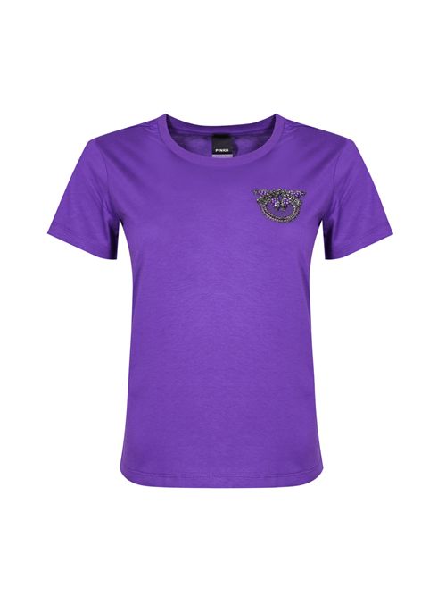 T-shirt con ricamo gioiello Nambrone in cotone Viola PINKO | 103320 A2RNW79